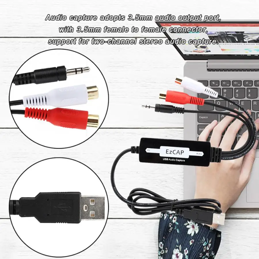 USB Audio Capture Card Stereo Acquisition 3.5mm Interface for Windows XP/for Vista/7/8/8.1/10 | Электроника