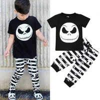 2020 baby halloween clothing toddler kids baby boy skull tops short sleeve t shirtstripe pants leggings 2pcs outfit set clothes