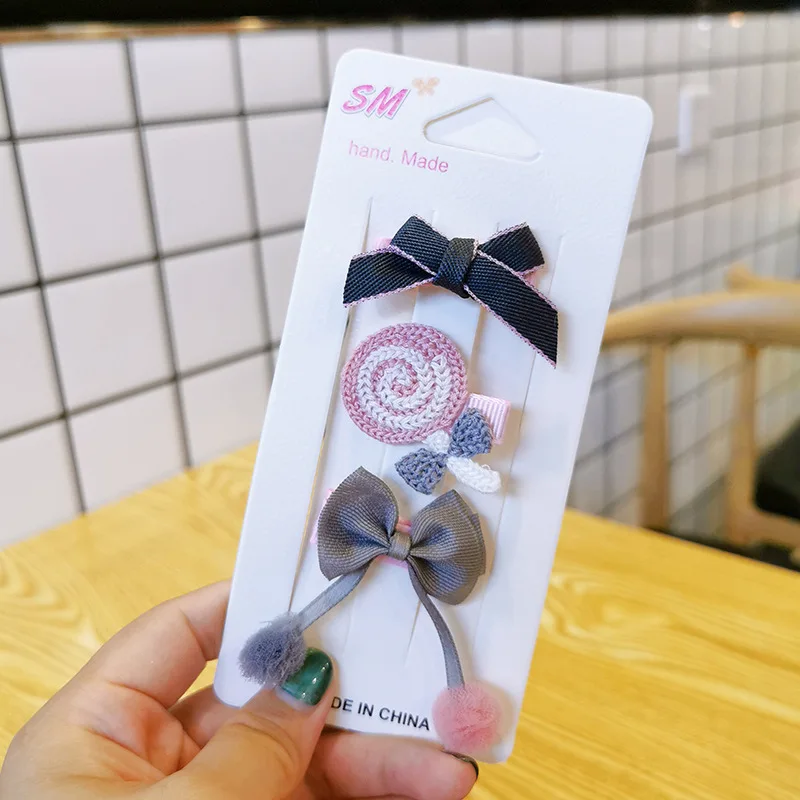 4 Piece Korean Fashion Children's Hairpins Hairpins Sweet Cute Girl Princess Cartoon Flower Bow Duckbill Clip Hair Accessories
