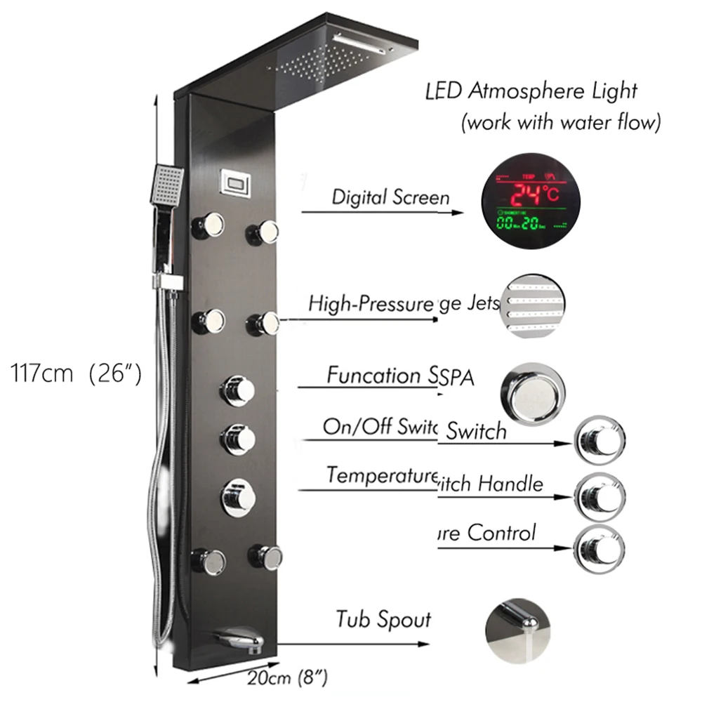Anksmart душевая колонна из матового никеля ванная комната смесители для душа ванны