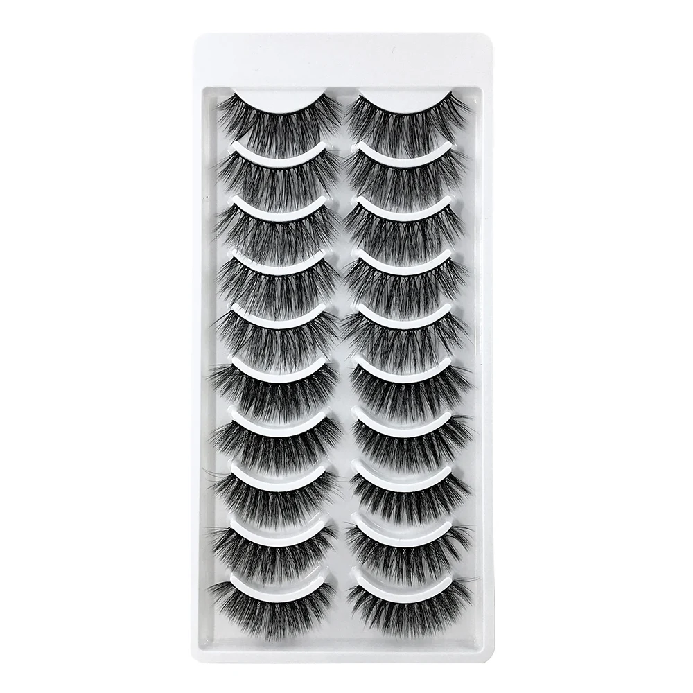 SD12 LADYLUNA 1/10Pair Handmade Mixed Wispy Fluffy Natural Thick Long 5D Mink Real Hair False Eyelashes Extension Beauty Makeup Kit - Цвет: SD12