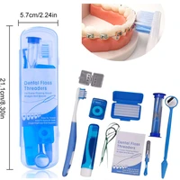orthodontic dental care kit folding toothbrush set interdental mirror brush with carrying case mouth tools