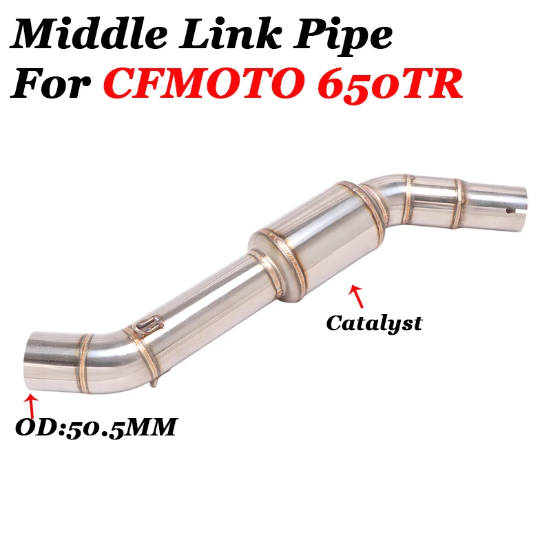 

Silp On For CFMOTO 650TR 650 TR Motorcycle Modify Middle Connecting Link Pipe Catalyst Modified 51mm Header Exhaust Escape Moto