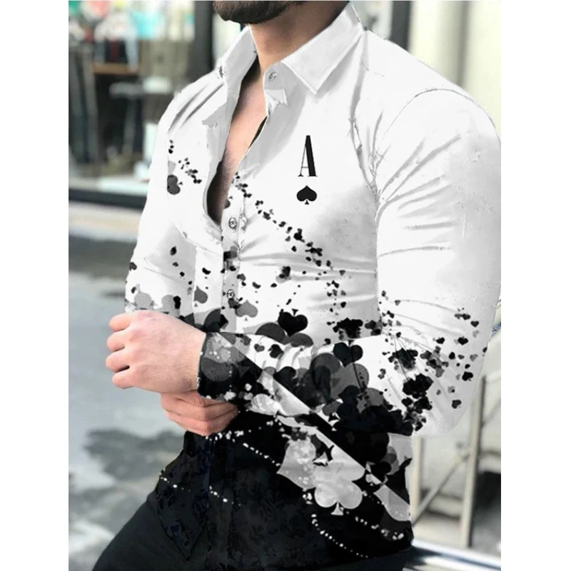 

2021 New Spring Autumn Men Fashion Shirts Turn-down Collar Buttoned Shirt Men‘s Digital Printing Long Sleeve Tops -40