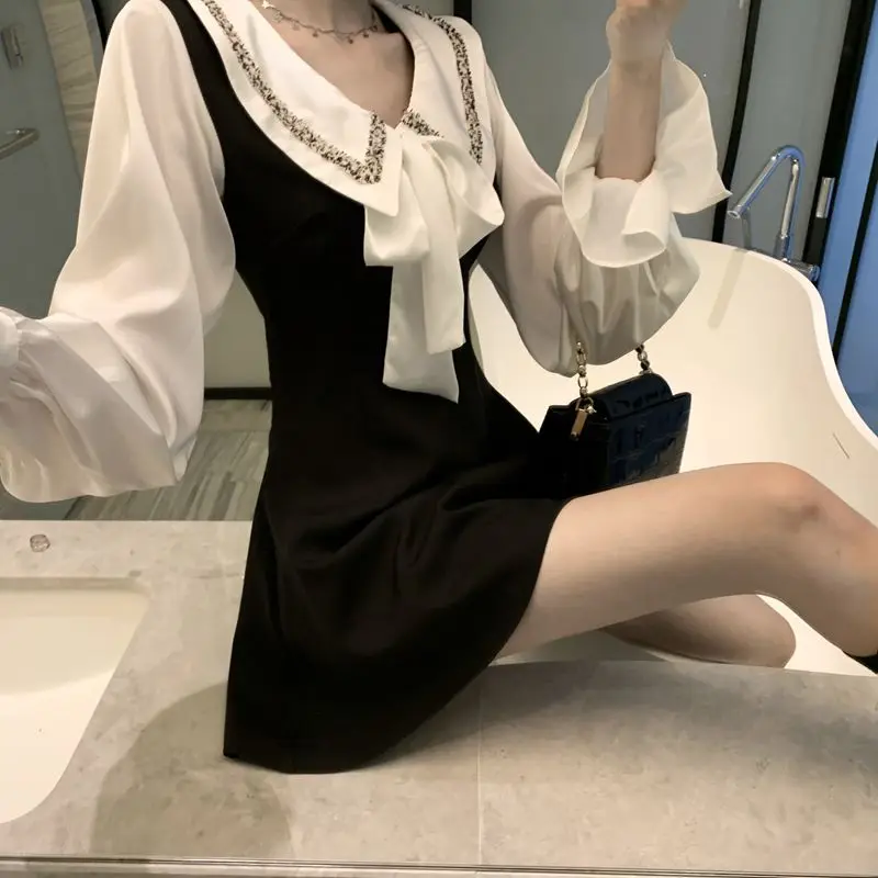 Весенне осеннее женское платье с длинными рукавами новое модное милое