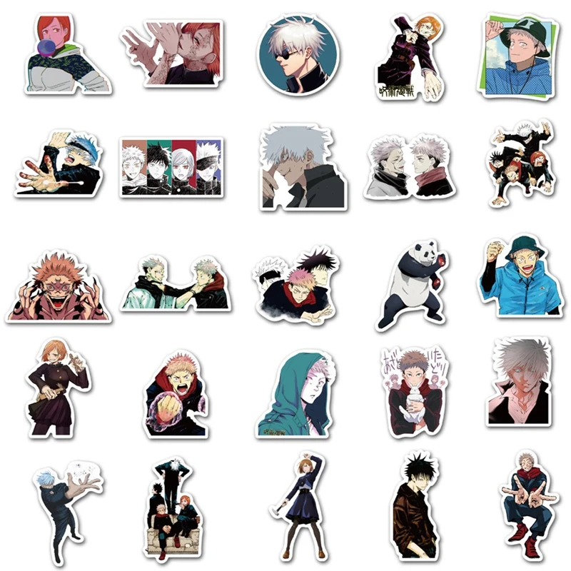 

50Pcs Anime Jujutsu Kaisen Sticker For Computer Guitar Refrigerator Suitcase Sticker DIY Scrawl