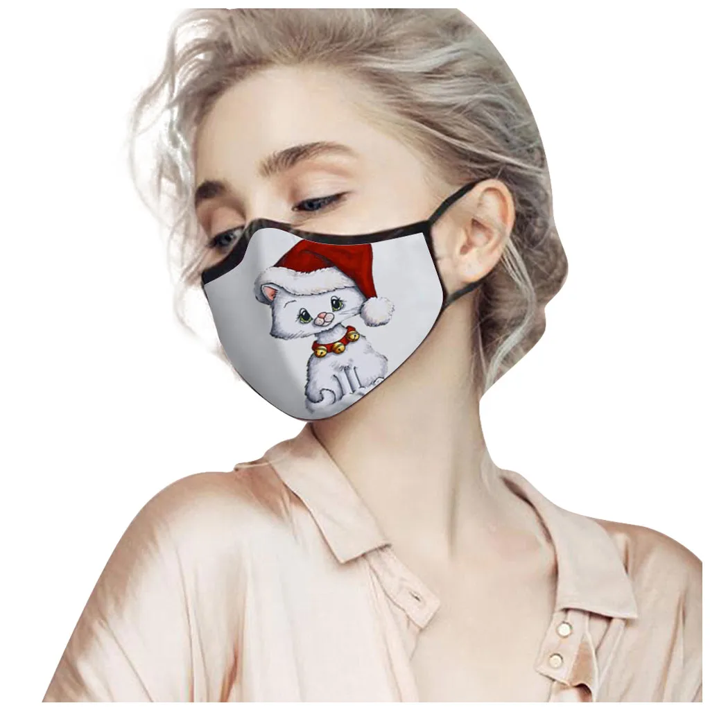 

Adult Christmas Print Masks Mascarillas Women Cute Cat Multi-Purpose Resuable Breathable Facemask Colores Dust Mondkapjes Masque