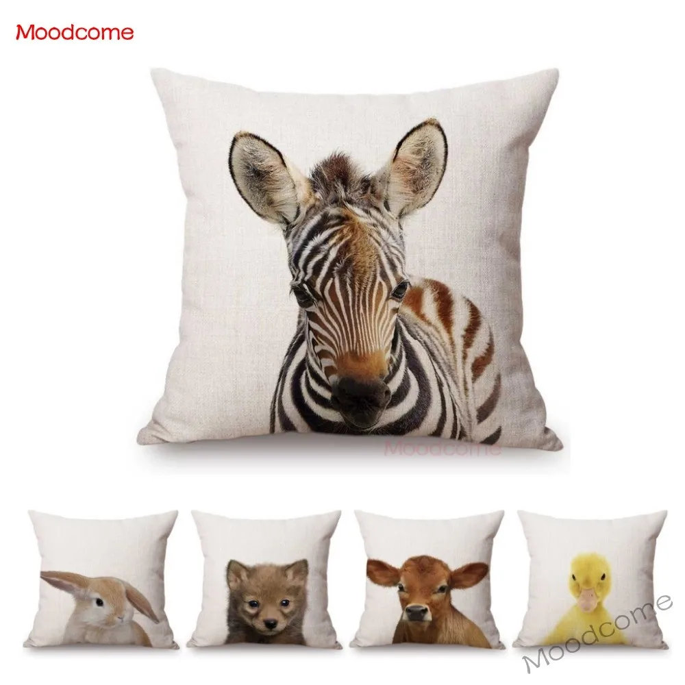 Милый детский декоративный чехол для детской подушки с изображением леса