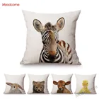 Чехол для детской подушки, с изображением лесных животных, кролика, зебры, утки