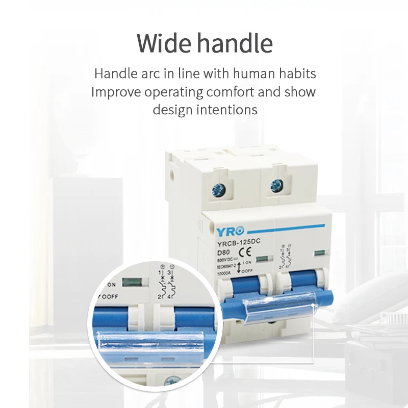 Мини-автоматический выключатель на солнечной батарее 4P 1000 В постоянного тока 80 А