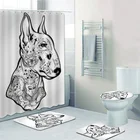 Портрет собаки Бультерьера с крутой татуировкой, портрет Бультерьера, шторы для душа в ванную комнату, туалет с животными, домашний декор, коврики для ванны