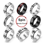 Новое модное вращающееся кольцо для мужчин и женщин, тревожное кольцо, титановая сталь, Луна, звезда, цветок, римские цифры, цепь, вращающееся кольцо