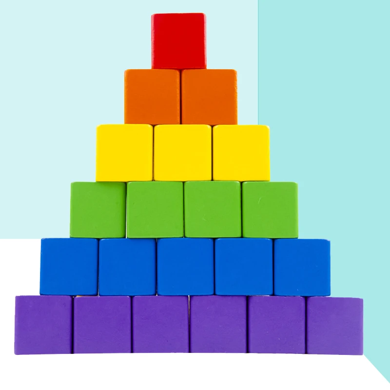

Colorful Wooden Cubes Blocks Square Corner Board Game Dice Children Creative Building Blocks Early Educational Toys
