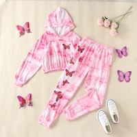 5 10 years kids clothes sets spring fall children clothes sets pink butterfly hoodies topslong pants girls clothes hot selling