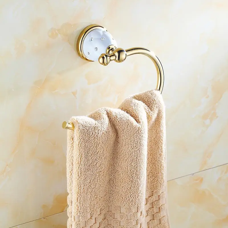 Золотые кольца для полотенец держатель из твердой латуни настенный полка ванной