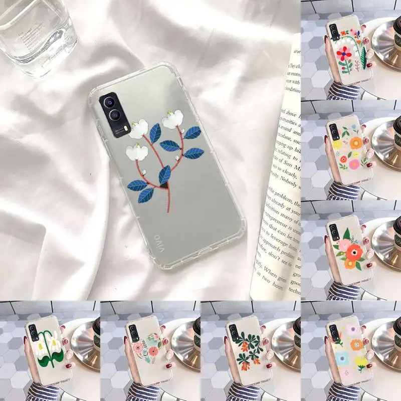 

Pretty Flower Phone Case Transparent For Xiaomi Redmi note 3 9 7 4 8 8T 10 CC9E 11ULTRA T lite PLAY pro 4G 5G