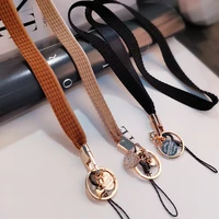 corduroy check lanyard fashion solid color soft neck lanyard strap for phone charm accessories for keys id card gymhanging rope