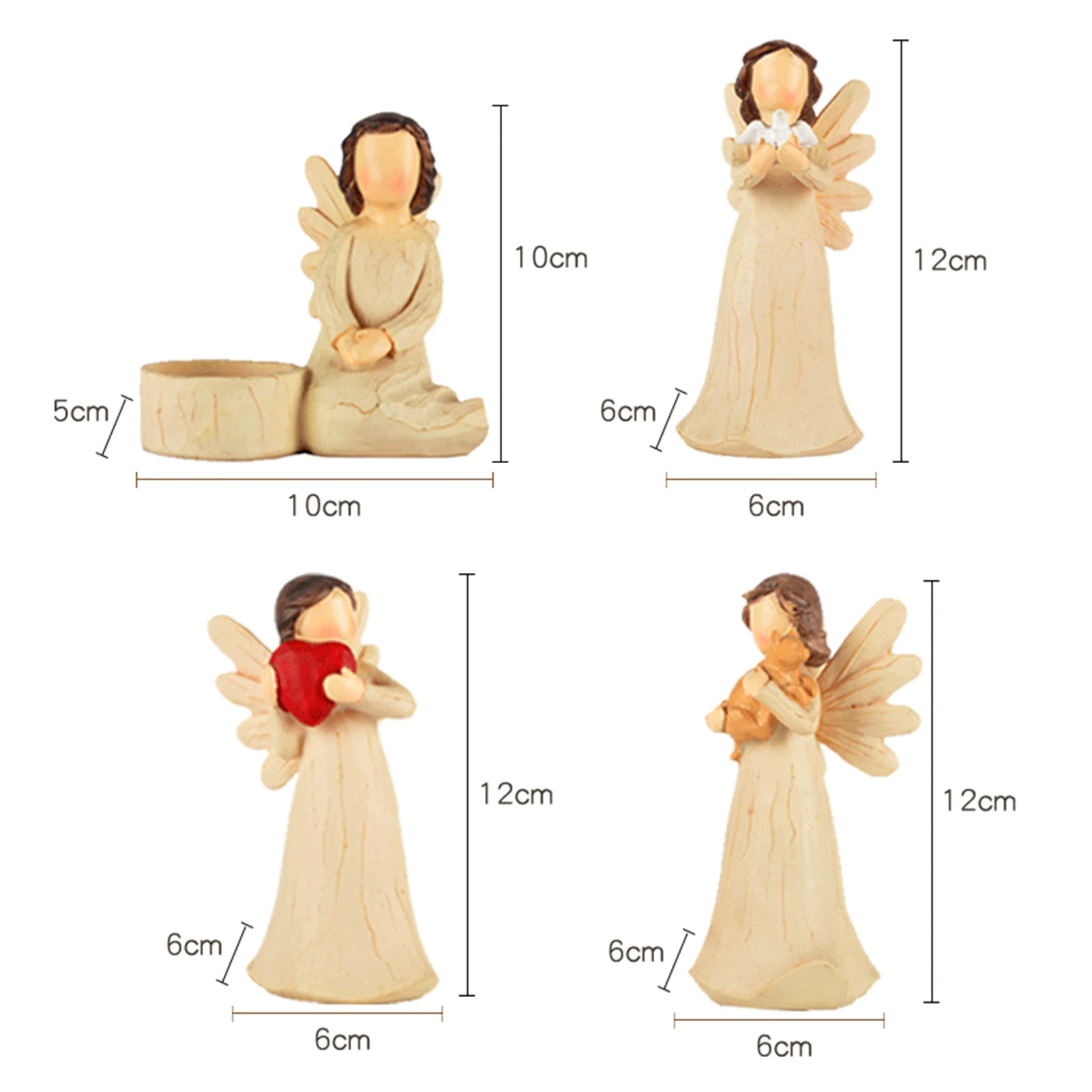 

4PCS Resin Garden Angel Figurines Children Room Ornament Cute Gift For Girls