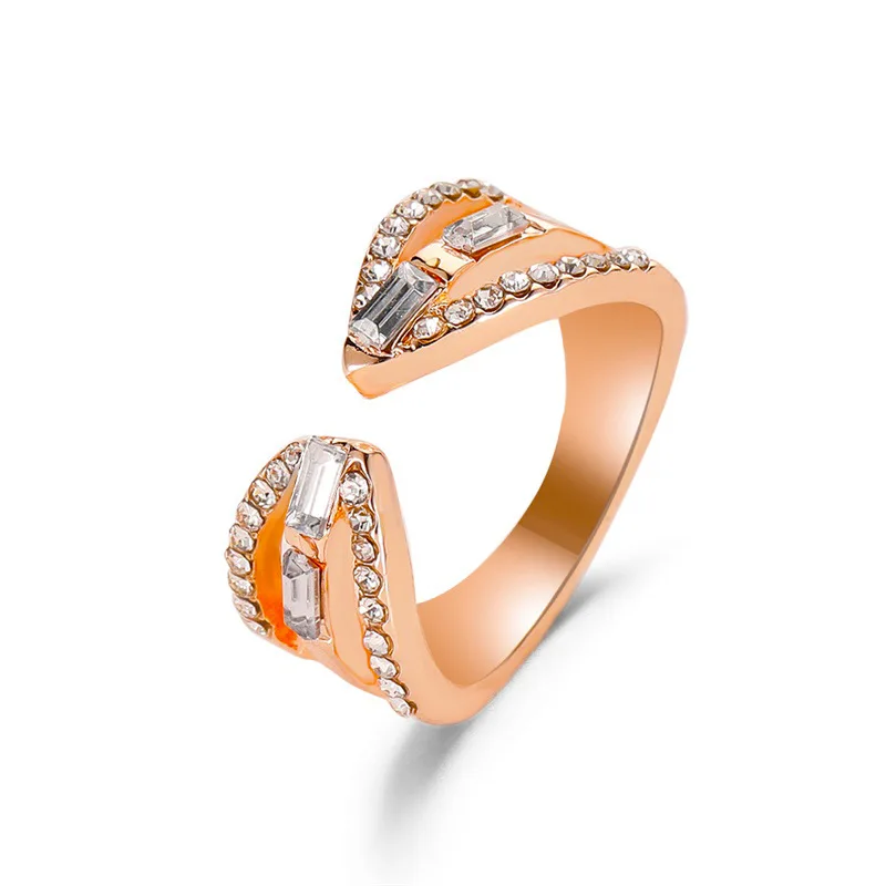 Модные циркониевые кольца со стрелками женское темпераментное простое открытое