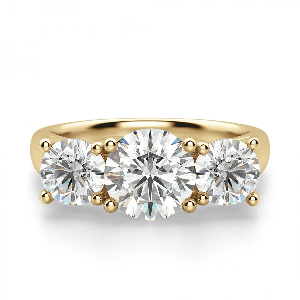 14K белое или желтое золото центр 2ct 8 мм D E цвет Moissanite 4CTW три камня обручальное кольцо для женщин