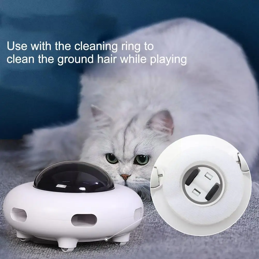 Electric Turntable Pet Toy Self-hi Feather Hair Saucer Stick Gravity Cleaning Flying Ufo Automatic