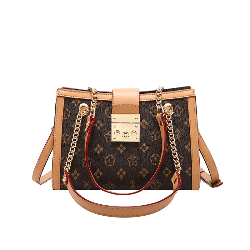 

Genuine Leather Square Bucket Bag for Women 2021 New Fashion Shoulder Messenger Chain Bags Ladies Fashionable Purses Luis Vuiton