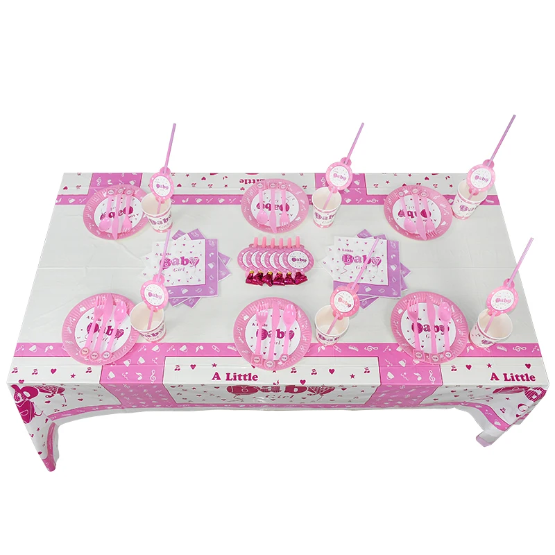 Boy or Girl Baby Shower Disposable Tableware Gender Reveal Cup Plate Napkin Tablecloth Garland Birthday Party Decoration