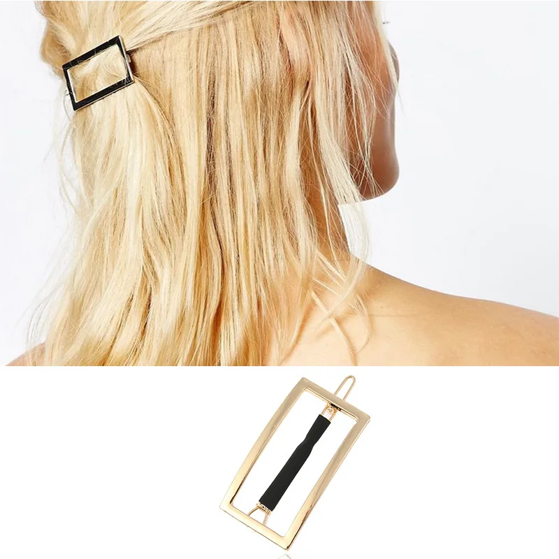 

100pcs/lot DIY Simple Multi Zinc Alloy Geometric Rectangular Hair Clips Hairpin Hair Styling Tools Accessories HA1409