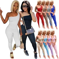 f130 european and american style spring and summer new womens sexy one shoulder sleeveless hip sports jumpsuit