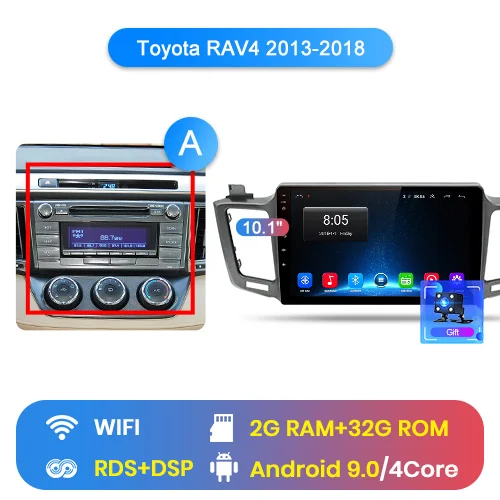 Junsun Штатное Головное устройство Toyota RAV4 2012 2013- GPS Android 8.1 aвтомагнитола магнитола 2 din автомагнитолы Андроид для Тойота рав4 рав 4 штатная магнитола автомобильная мультимедиа 2 дин навигатором - Цвет: WIFI (2GB 32GB) A