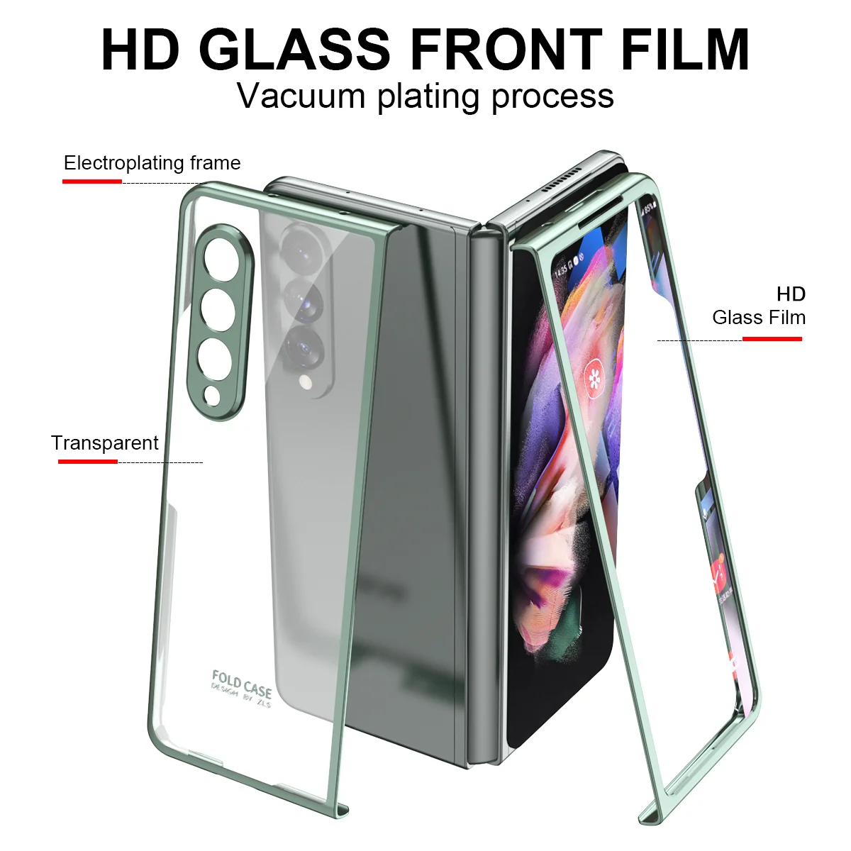Luxury Hd Transparent Case For Samsung Galaxy Z Fold 3 5G 360 All Inclusive Electroplating Bumper Cases For Samsung Z Fold 3 W22