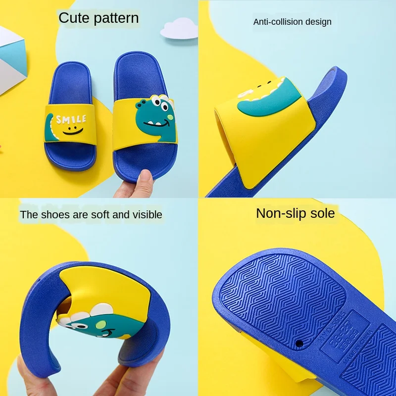 Летние детские тапочки с динозавром для мальчиков и девочек Тапочки из ПВХ