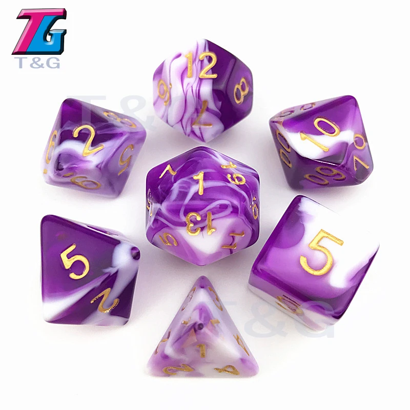 7 шт TRPG игральные кости для D& D D4-D20 многогранные аксессуары для настольной игры
