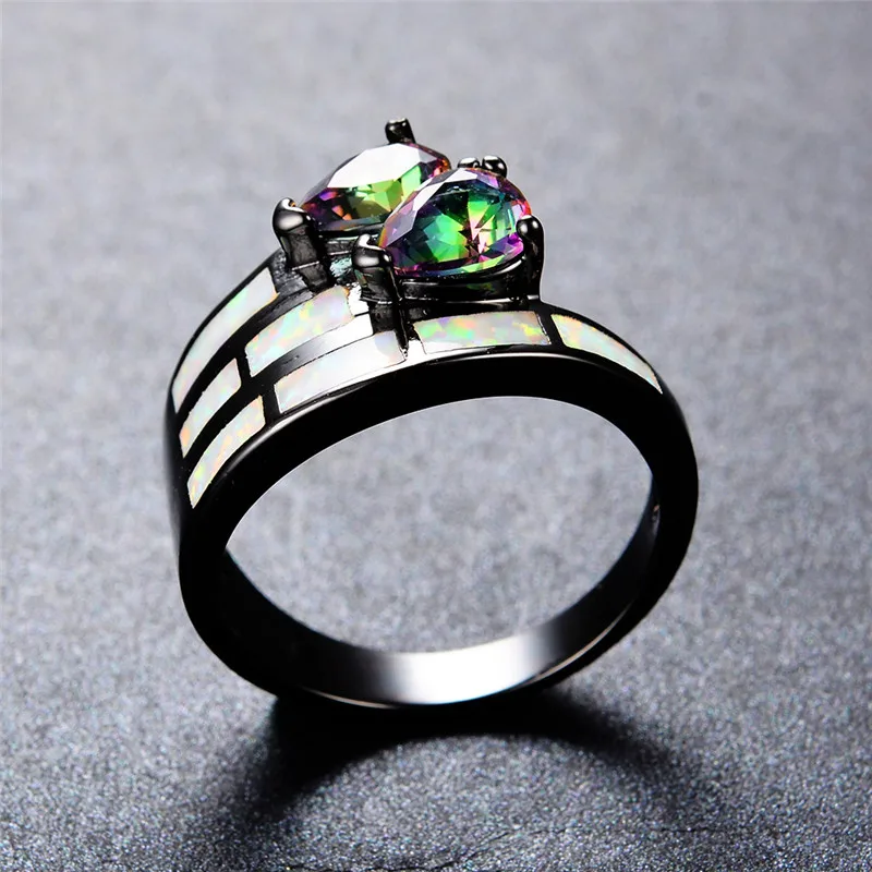 Женское Обручальное кольцо 14 карат с белым огненным опалом | Украшения и