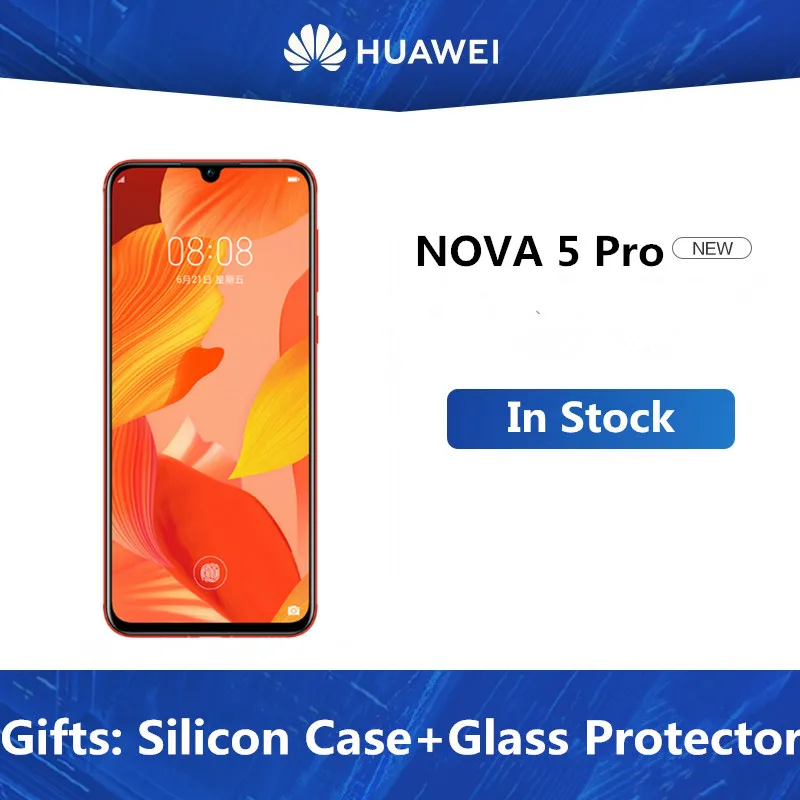 Мобильный телефон HuaWei Nova 5 Pro 4G LTE Kirin 980 Android 9,0 6,3" ips 2340X1080 8 Гб ram 256 ГБ rom МП NFC зарядка 40 Вт