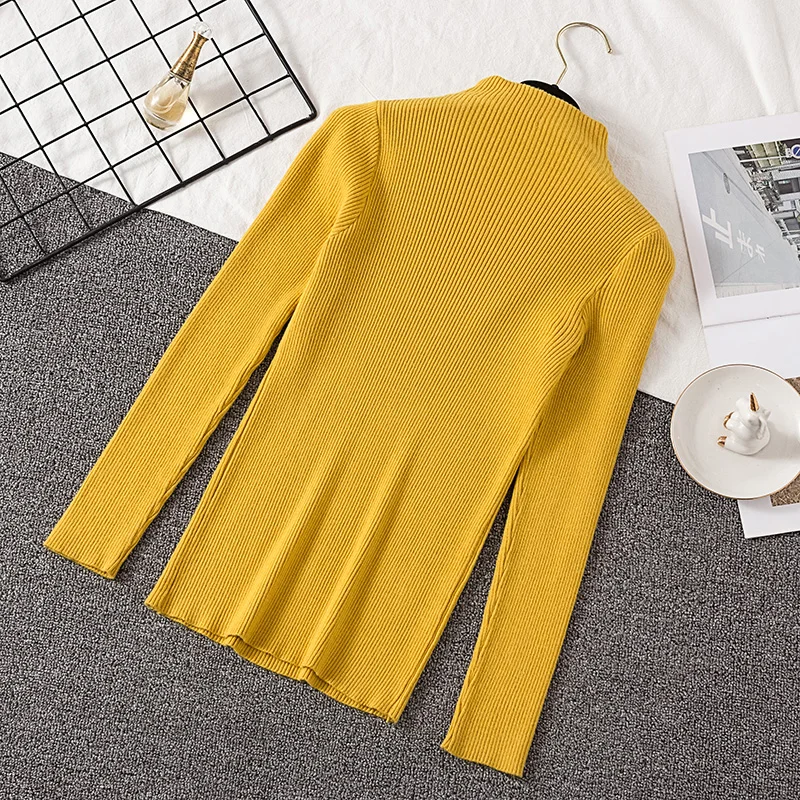 Женский пуловер на молнии с высоким воротником вязаный свитер Повседневные