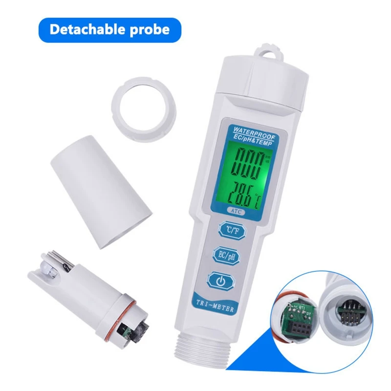 

PH-983 EC/PH&TEMP Water Quality Tester Pen Backlight Digital Ph Meter&Probe for Aquarium, Swimming Pool, Laboratory