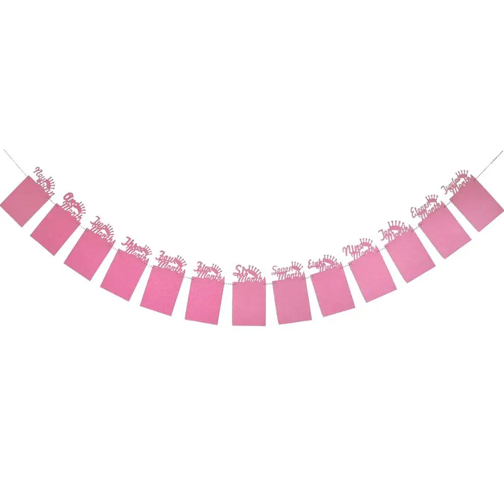 Crown Pink Y 12 месяцы фоторамка баннер первый декорации с днем рождения 1st для маленьких мальчиков и девочек мой 1 Год Вечерние поставки, розовые, серебристые, золотые - Цвет: Crown Pink