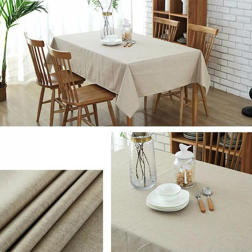 

Multi Color Solid Decorative Linen Tablecloth Waterproof Oilproof Thick Rectangular Wedding Dining Table Cover Tea Table Cloth