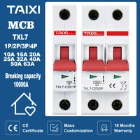 mcb taixi miniature circuit breaker txl7 1p 2p 3p 4p 10ka high breaking capacity 16a 20a 25a 32a 40a 50a 63a