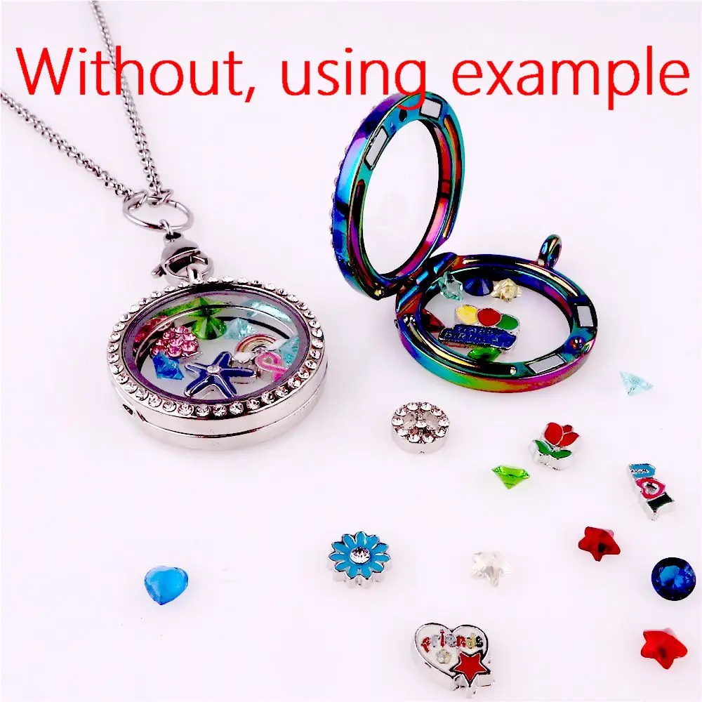 

10pcs/lot 30mm Stainless Steel Glass Living Memory Floating Women Chain Locket Necklaces Fit 8mm Pearl Charms Jewelry