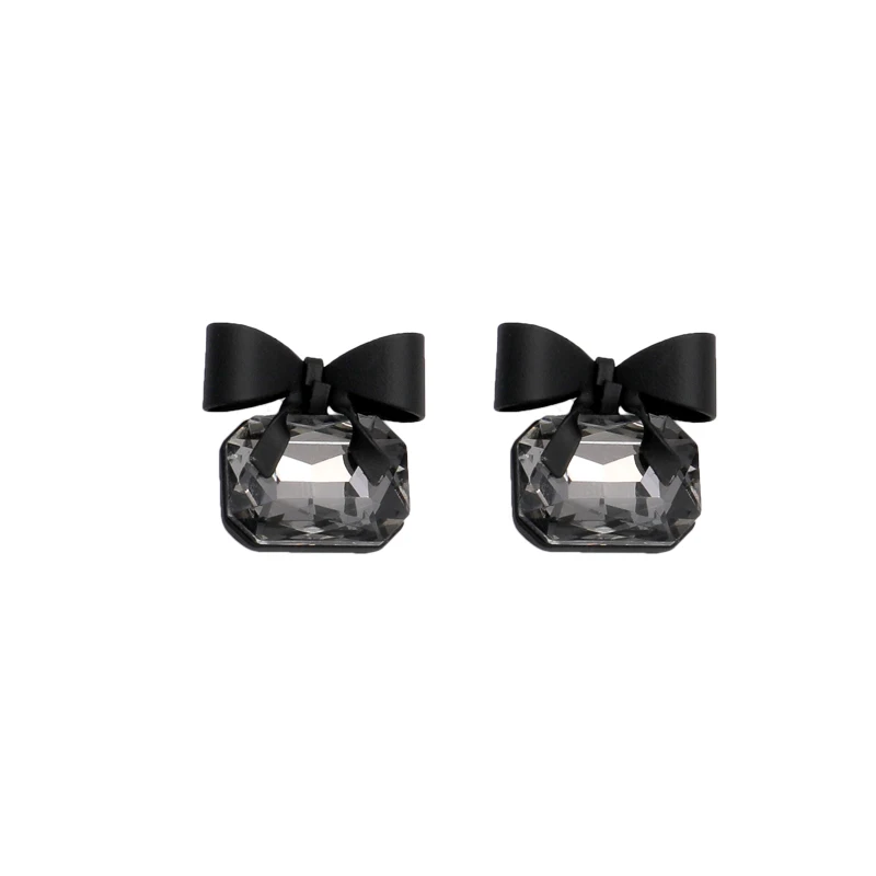 

Earrings 2020 Trend Girl's Unusual Earrings Mysterious Black Bow Sexy Square Glass Pendant Dangle Earrings For Woman Jewelry
