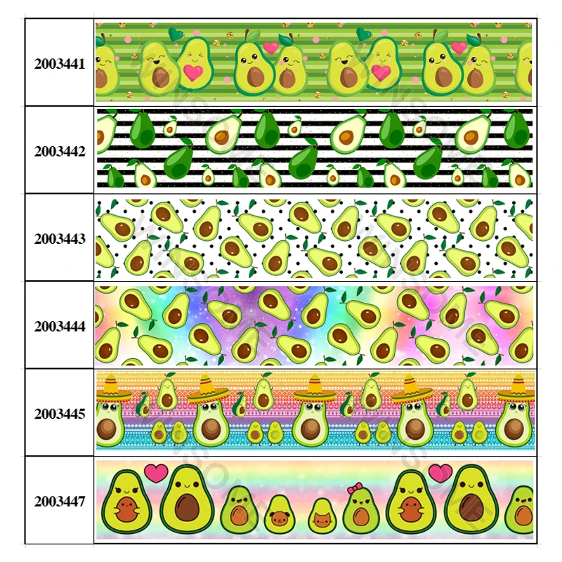 

New 50 Yards Printed cute avocado pattern Grosgrain,satin Ribbon