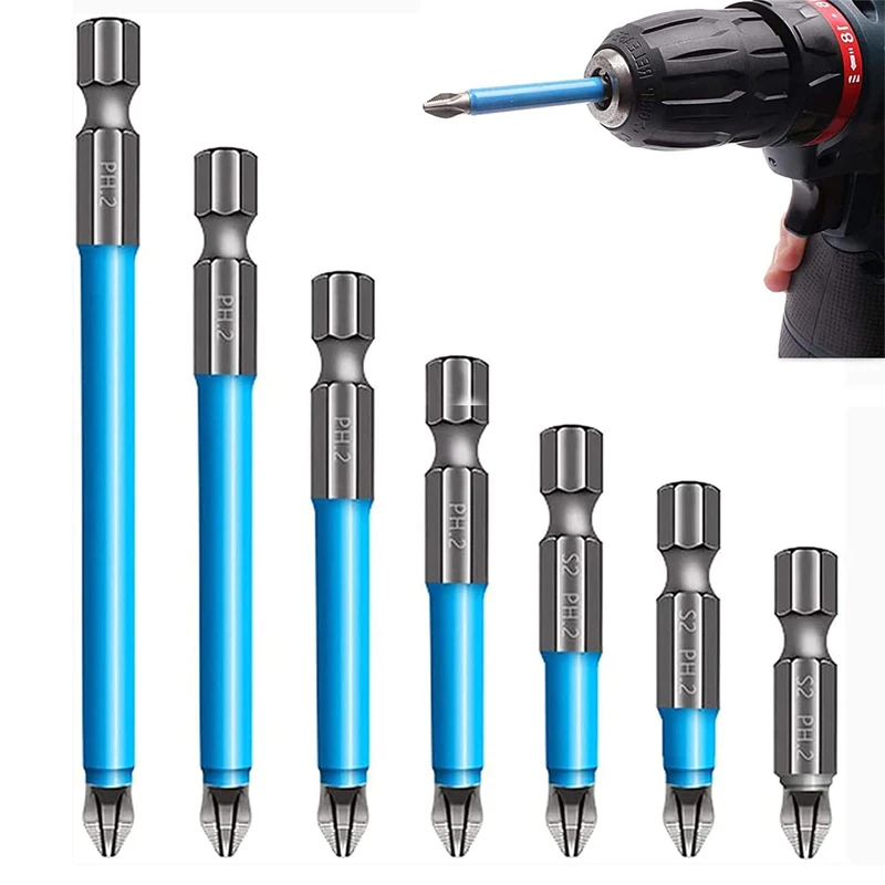 

7Pcs PH2 Cross bit drill Head Screwdriver Bits Hand Tool Sets Anti Slip Electric Hex Shank Magnetic Screwdriver Drill Bit