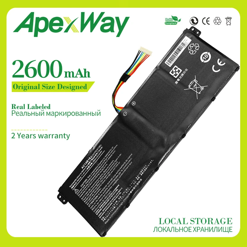 Аккумуляторная батарея Apexway AC14B18J для ноутбука Acer Aspire E3-111 E3-112 B116 MS2394 E3-112M AC14B13j N15Q3