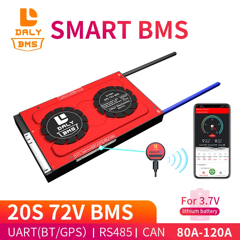 Умная батарея BMS 20S 72V 18650 Bluetooth App 485 к USB устройству CAN UART Lion LiFePO4 LTO Batteries2.3V/2 4 V conn |