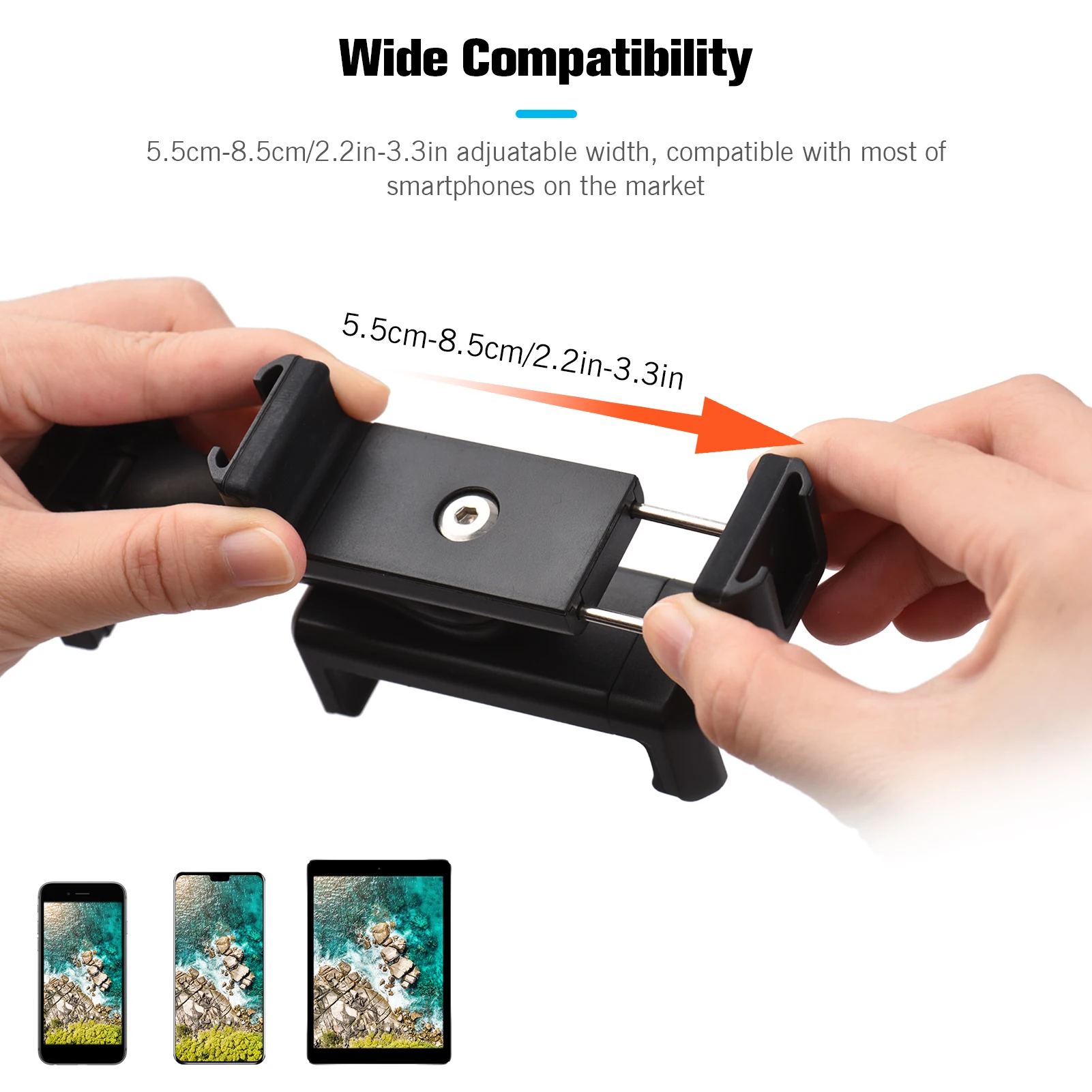 Andoer Universal Phone Tripod Mount with Dual Phone Holders Vertical Horizontal Phone Clamp Vlog Live Video Teaching Meeting