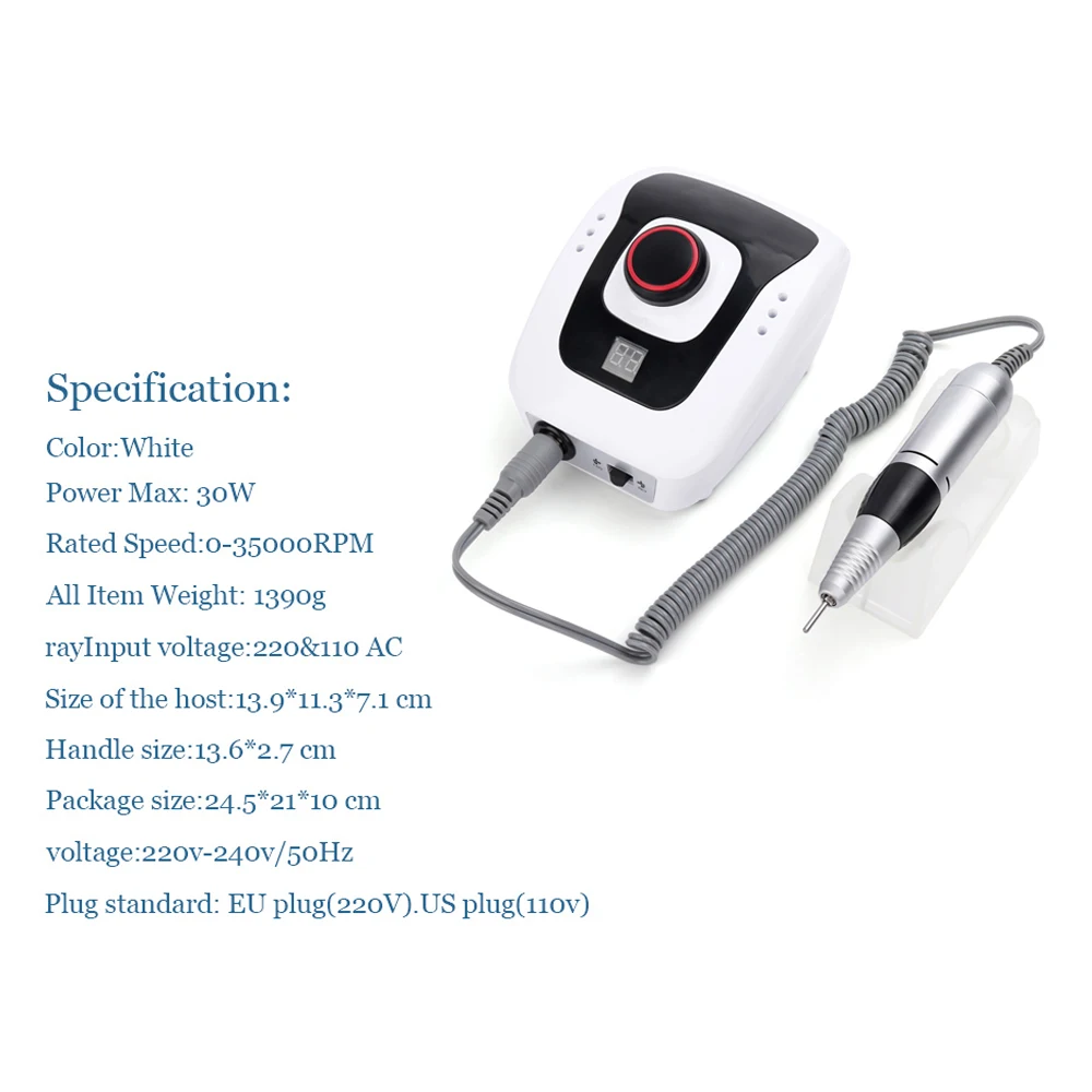 

Electric Nail Drill Machine 35000 RPM Nail File Drill Acrylic Machine Manicure And Pedicure Drill Polish Bits Tools Kits