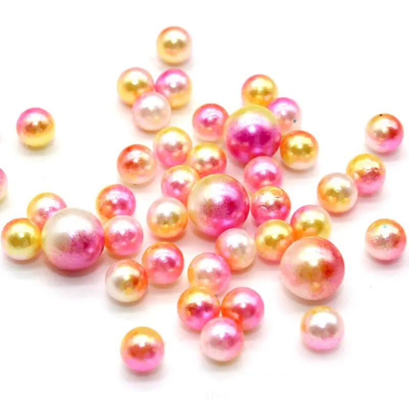 

1 Box 12 Colors Charms Gradient Pearls Round Shiny 3D Nail Art Beads DIY Crafts