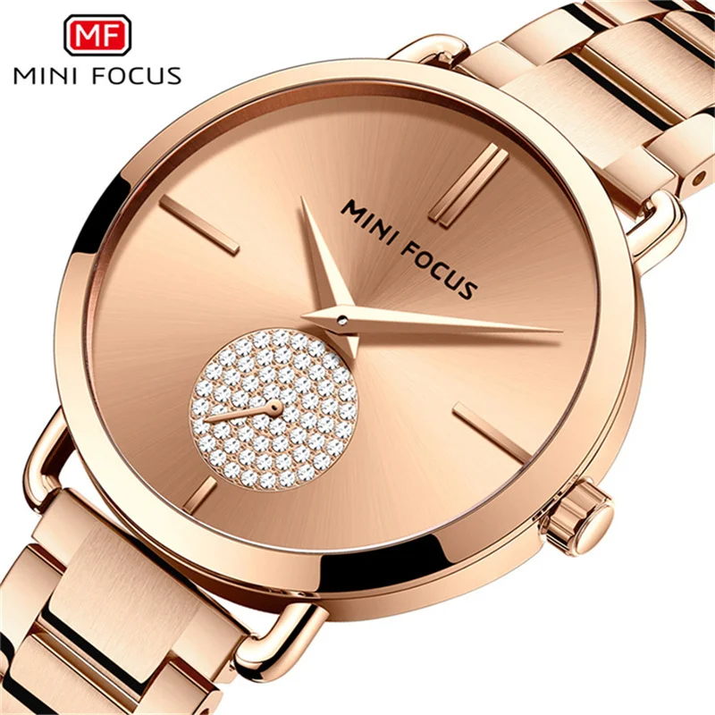 Watch Light Luxury Diamond Women's Watch Simple Sun Pattern Waterproof Steel Band Women's Watch enlarge